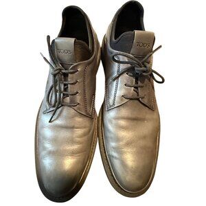 Tod’s Men’s Black Leather Derby Shoes Size 9 | Italian Luxury Lace-Up Dress Shoe